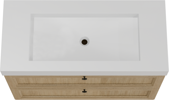 Balmani Lemon staand badkamermeubel 120 x 55 cm verweerde eik met Modus enkele wastafel voor 2 kraangaten in solid surface mat wit
