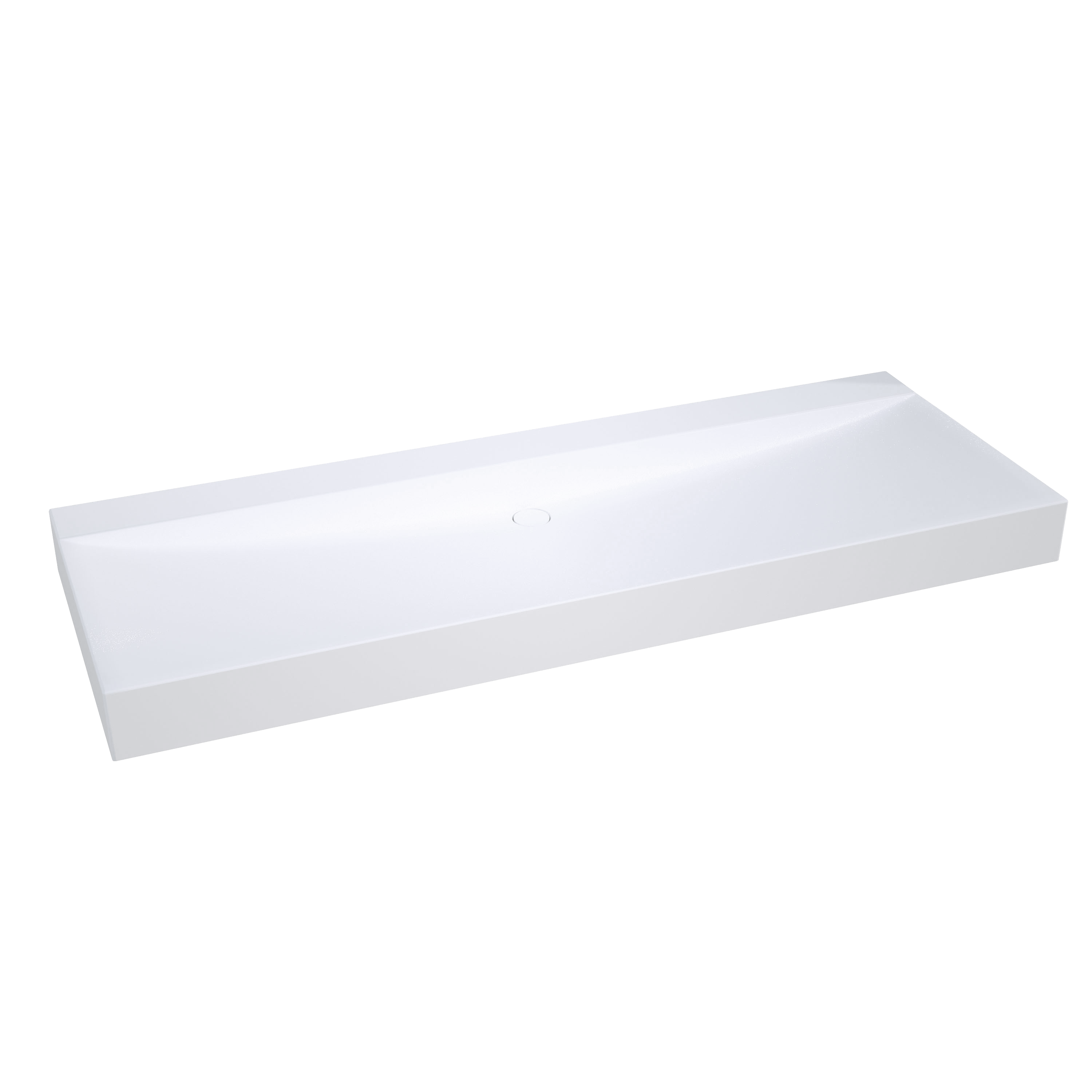 Balmani Wave enkele wastafel voor 2 kraangaten matte Solid Surface 150 x 55,5 cm