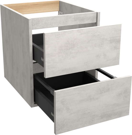 Balmani Lucida zwevende wastafelonderkast 45 x 55 cm beton zilvergrijs 2 lades
