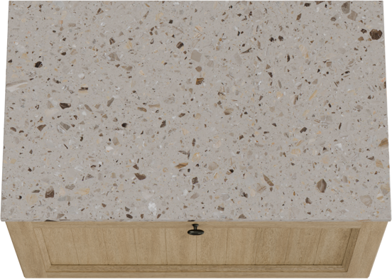 Balmani Lemon meuble salle de bains suspendu 90 x 55 cm chêne vieilli avec Stretto tablette simple en terrazzo greige terrazzo