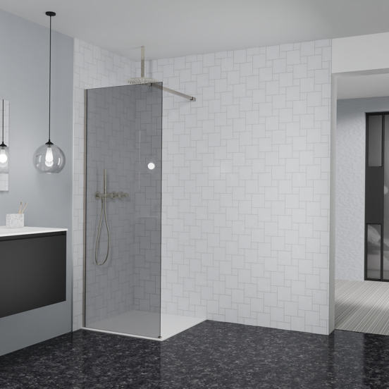 Balmani Modular Walk-In Dusche: 80 x 200 cm, Rauchglas, Profil Brushed CoolMetal