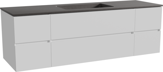 Storke Edge zwevend badmeubel 165 x 52 cm mat wit met Scuro enkele wastafel in kwarts mat zwart