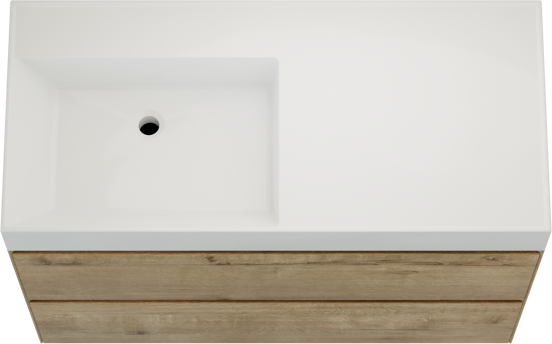 Balmani Mitra Compact meuble salle de bains suspendu 80 x 46 cm chêne brut avec Argila vasque asymétrique droite en marbre composite blanc brillant