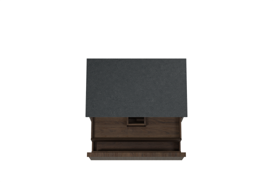 Balmani Forma hängendes Möbelstück Set: 90 x 55 cm, Geräucherte Eiche, mit Stretto Einzel Waschtischplatte, Granit, Schwarzes Granit, Vertikale symmetrische gerade Rippe