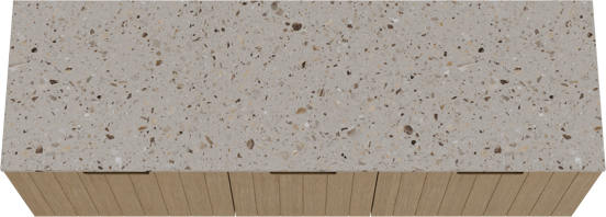Balmani Adagio zwevend badkamermeubel 180 x 55 cm verweerde eik met Stretto enkel of dubbel tablet in terrazzo greige terrazzo