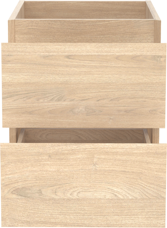 Balmani Mitra hängender Waschbeckenunterschrank: 45 x 55 cm, Eiche Natur, Furnierholz, 2 Schubladen