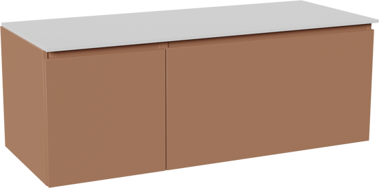 Balmani Sfera meuble salle de bains suspendu 135 x 55 cm cotto avec Stretto tablette simple ou double en solid surface blanc mat