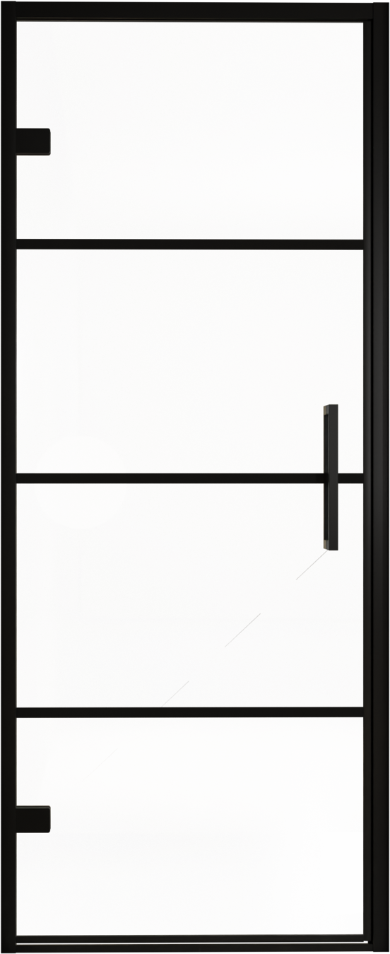 Balmani Senses Design douche draaideur links 90 cm x 210 cm Lined glas, Zwarte profielen, met coating