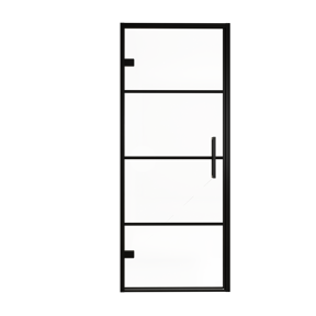 Balmani Senses Design douche draaideur links 90 cm x 210 cm Lined glas, Zwarte profielen