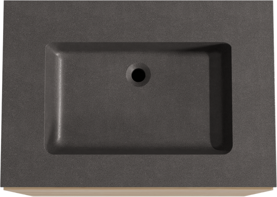 Storke Edge meuble salle de bains à poser 75 x 52 cm chêne brut avec Scuro plan simple en quartz noir mat