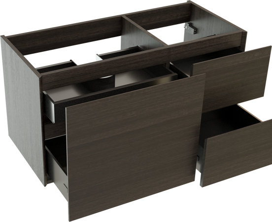 Storke Edge meuble sous-lavabo suspendu 100 x 46 cm asymétrique gauche chêne foncé 3 tiroirs