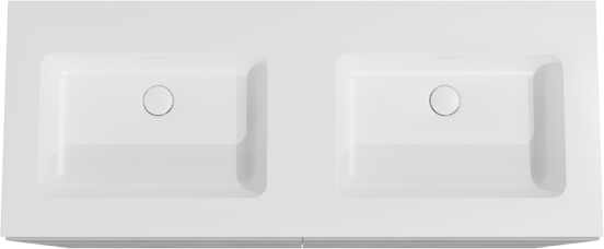 Storke Edge meuble salle de bains à poser 130 x 52 cm béton gris foncé avec Mata double vasque en solid surface blanc mat