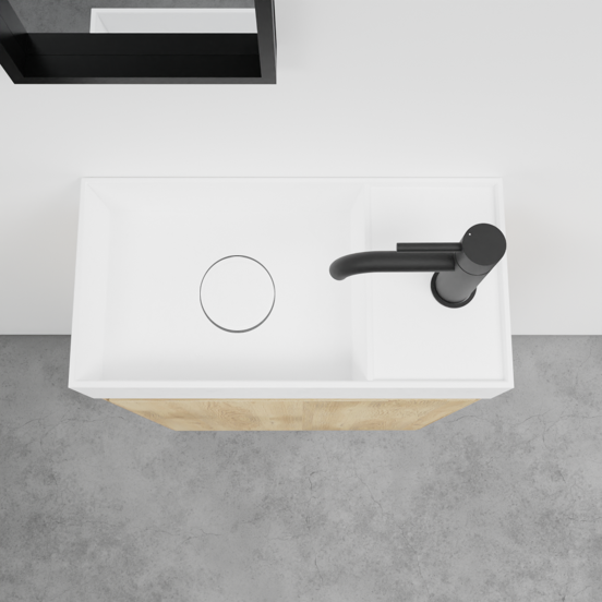 Balmani Mitra meuble wc suspendu 42 x 21 cm chêne naturel avec Loop lavabo en Solid Surface mat