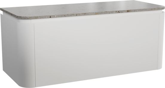 Balmani Moon meuble salle de bains suspendu 130 x 55 cm blanc mat avec Moon tablette simple ou double en terrazzo greige terrazzo