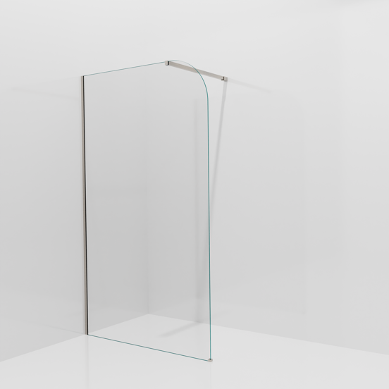 Balmani Modular douche à l'italienne: 120 x 200 cm, Verre transparent arrondi, avec coating, Profil Brushed CoolMetal