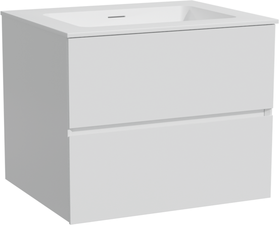 Storke Edge meuble salle de bains suspendu 65 x 52 cm blanc brillant avec Mata plan simple en solid surface blanc mat