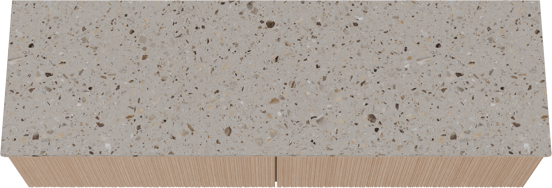 Balmani Forma meuble salle de bains suspendu 180 x 55 cm chêne naturel avec Stretto tablette simple ou double en terrazzo greige terrazzo, Nervure circulaire asymétrique verticale
