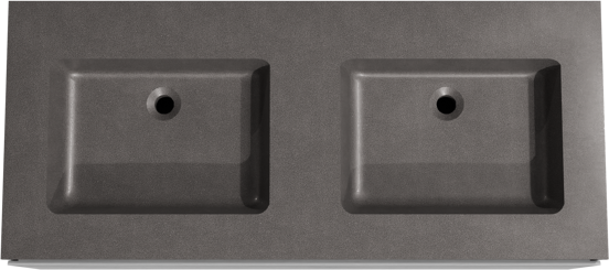 Storke Edge meuble salle de bains suspendu 120 x 52 cm béton gris foncé avec Scuro double vasque en quartz noir mat