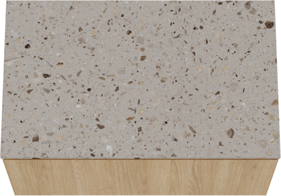 Balmani Idra zwevend badkamermeubel 90 x 55 cm natuur eik met Stretto enkel tablet in terrazzo greige terrazzo