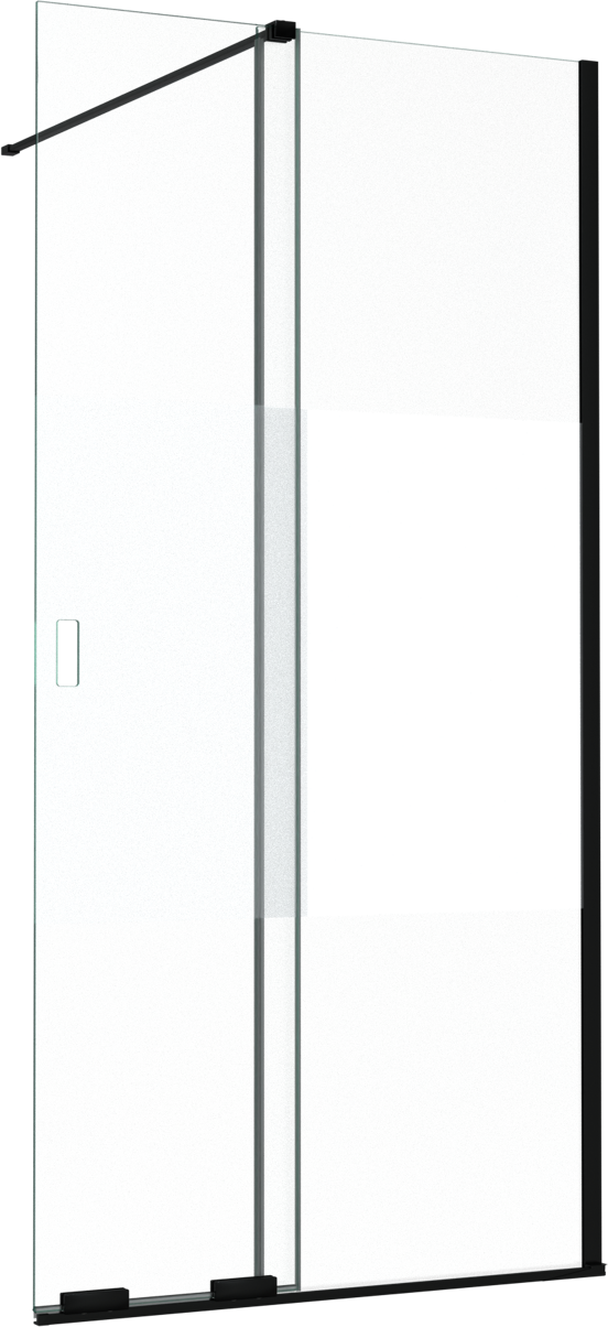 Balmani Move Slide inloopdouche met uitschuifbare wand 100 x 200 cm rechts band glas mat zwart profiel