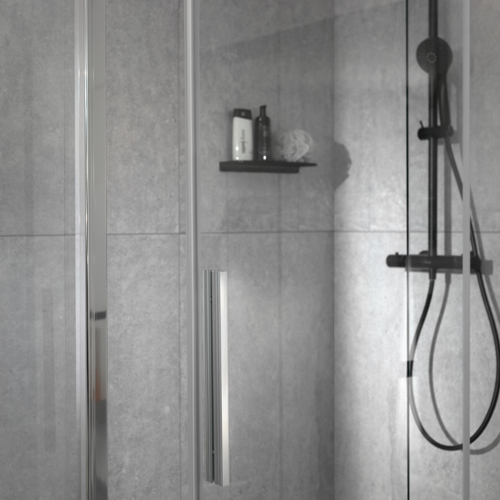 Luca Varess Morano douchecabine met schuifdeur en vaste zijwand 90 x 120 cm helder glas glans chroom profiel