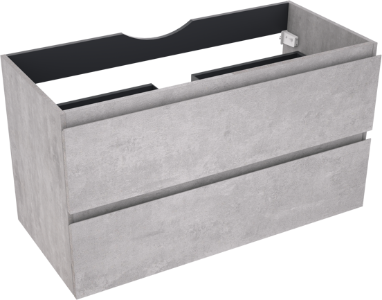 Linie Lado hängender Waschbeckenunterschrank: 100 x 46 cm, Beton dunkelgrau, 2 Schubladen