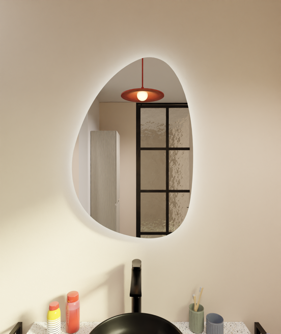 Luca Varess Organic miroir organisch lumineux et anti-buée 80 x 55 cm