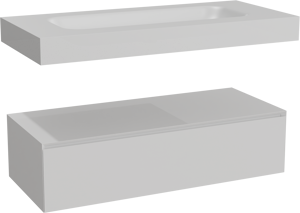 Balmani Mitra Elements meuble salle de bains suspendu 120 x 55 cm blanc mat avec Arcato lavabo simple pour 2 trous de robinet en solid surface blanc mat