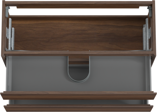Storke Edge zwevende wastafelonderkast 100 x 40 cm notenhout 2 lades