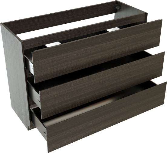 Storke Edge staande wastafelonderkast 120 x 46 cm donkere eik 3 lades 2 sifonuitsparingen