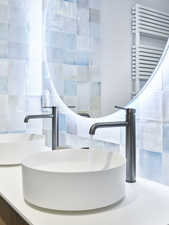 Balmani Fato vasque à poser mat Solid Surface rond Ø 37,5 cm
