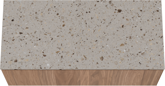 Balmani Idra hängendes Möbelstück Set: 120 x 55 cm, Nussbaum, mit Stretto Einzel- oder Doppel Waschtischplatte, Terrazzo in Greige