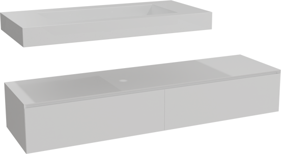 Balmani Mitra Elements meuble salle de bains suspendu 180 x 55 cm blanc mat avec Dominus lavabo simple pour 2 trous de robinet 120 cm en solid surface blanc mat