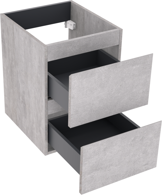 Linie Lado zwevende wastafelonderkast 40 x 46 cm beton donkergrijs 2 lades