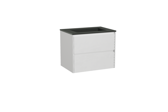 Storke Seda meuble salle de bains suspendu 75 x 52 cm blanc mat avec Scuro plan simple en quartz noir mat