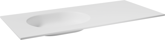 Balmani Tablo Oval asymmetrisch linkse wastafel mat witte Solid Surface 120 x 55 cm