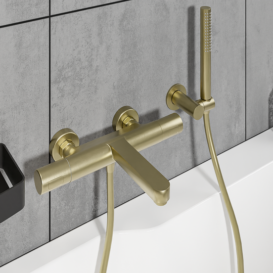 Blaufoss Apollo robinet de bain robinet thermostatique montage mural extérieur Brushed Champagne Gold