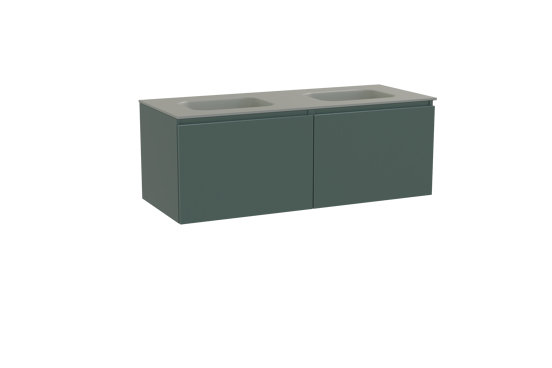 Balmani Sfera meuble salle de bains suspendu 135 x 55 cm forest avec Tablo Arcato double vasque en solid surface gris pierre