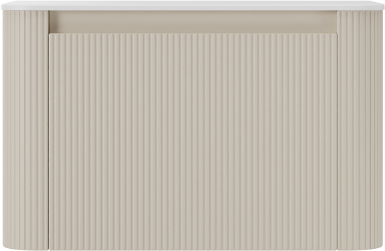 Storke Soft meuble salle de bains suspendu 80 x 46 cm Sand mat avec Tavola Soft tablette simple en Solid Surface blanc mat, Nervure droite symétrique verticale