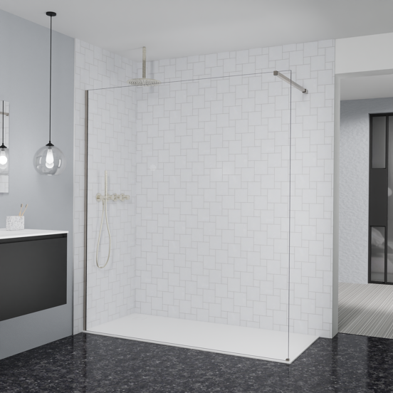 Balmani Modular inloopdouche: 180 x 200 cm, Helder glas, Brushed CoolMetal profielen