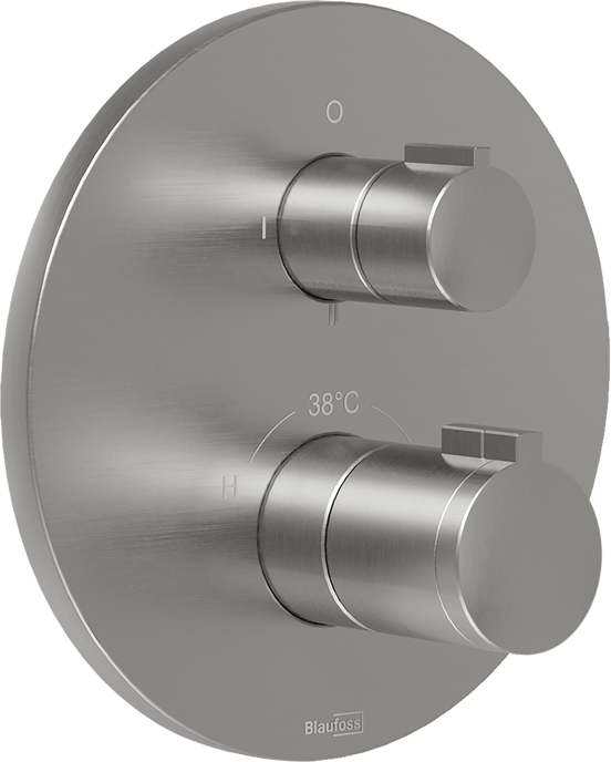 Blaufoss Smartbox Round Thermostat-Duscharmatur: Unterputz, für 2 oder 3 Verbraucher, Brushed CoolMetal, Einbauelement inklusive