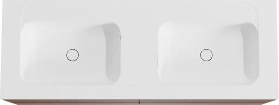 Balmani Mitra meuble salle de bains suspendu 150 x 55 cm noyer avec Tablo Strada double vasque en marbre composite blanc mat