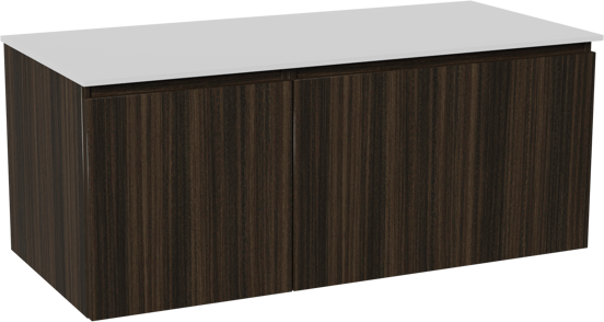 Balmani Sfera meuble salle de bains suspendu 120 x 55 cm eucalyptus avec Stretto tablette simple ou double en solid surface blanc mat