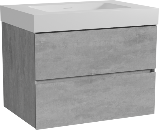 Storke Edge zwevend badmeubel 75 x 52 cm beton donkergrijs met Mata High enkele wastafel in solid surface mat wit