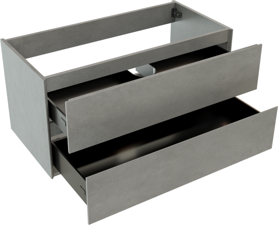 Storke Edge hängender Waschbeckenunterschrank: 105 x 52 cm, Beton dunkelgrau, 2 Schubladen