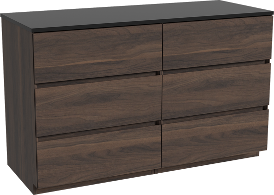 Storke Edge freistehendes Möbelstück Set: 130 x 52 cm, Nussbaum, mit Panton Einzel- oder Doppel Waschtischplatte, Pulverbeschichtetes MDF Schwarz matt