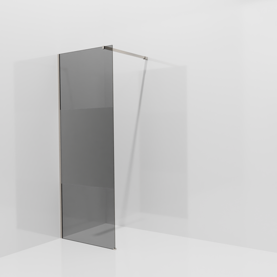Balmani Modular inloopdouche: 80 x 200 cm, Rookglas met matte strook, Brushed CoolMetal profielen