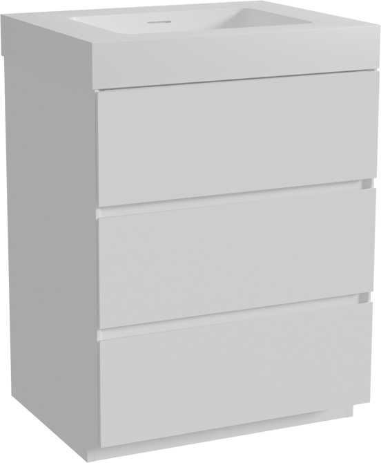 Storke Edge meuble salle de bains à poser 65 x 52 cm blanc mat avec Mata High plan simple en solid surface blanc mat