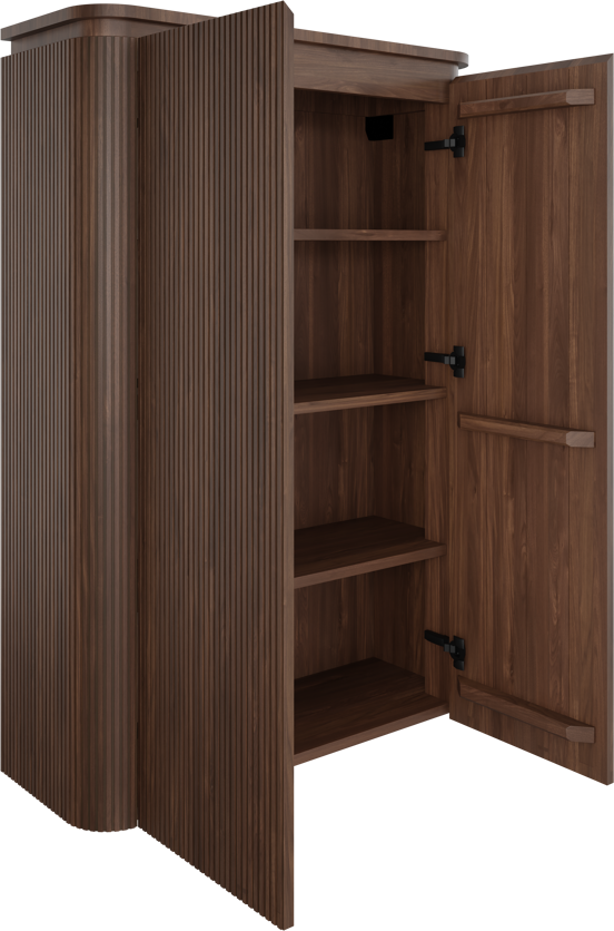 Balmani Moon Badhochschrank: Hängend, amerikanischer Nussbaum, 90 x 32 x 130 cm