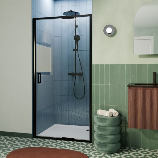 Luca Varess Vidor In douche draaideur 80 cm x 190 cm Helder glas mat zwart profiel